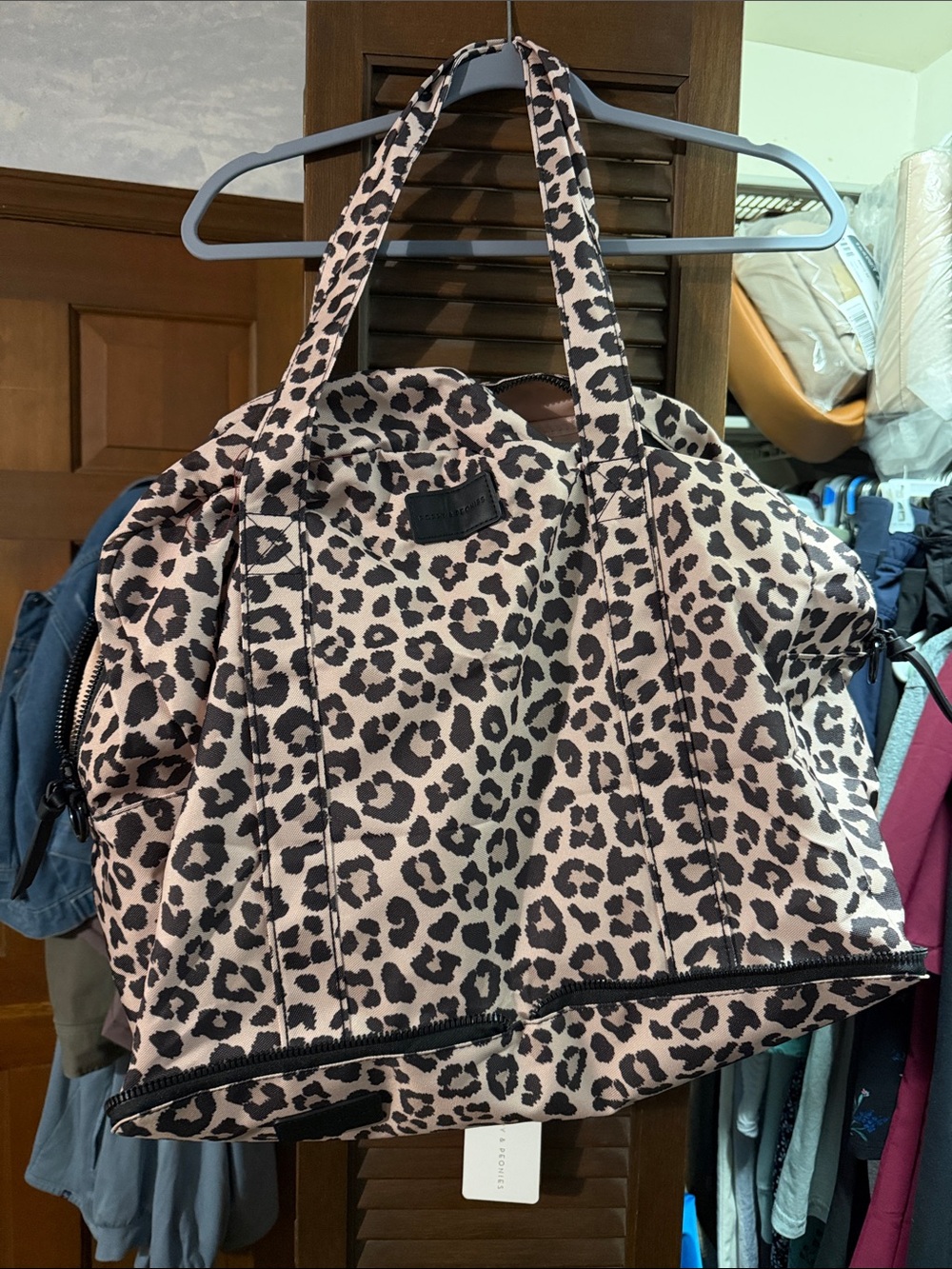 Poppy & Peonies Pink and Black Leopard Tote